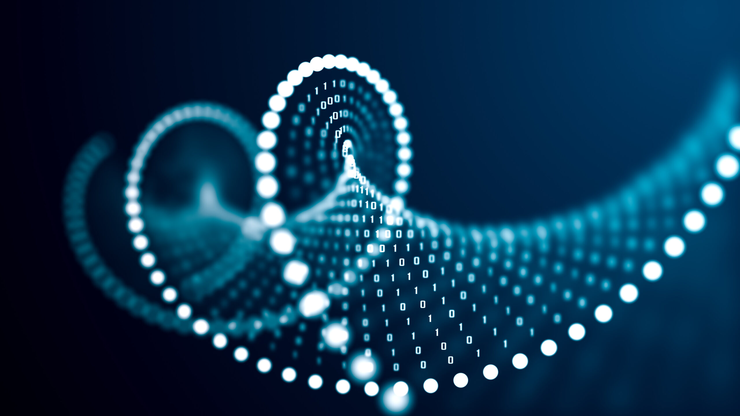 Artificial intelligence DNA molecule concept. Artificial intelligence DNA molecule concept. DNA is converted into a binary code. Concept binary code genome. Abstract technology DNA molecule with modified genes. 3D illustration